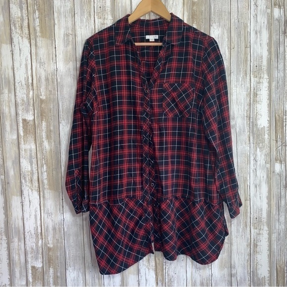 J. Jill Plaid Button Down Tunic - Picture 2 of 7